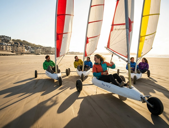 Team building Deauville - Char à voile sur la plage de Deauville, activité outdoor signature